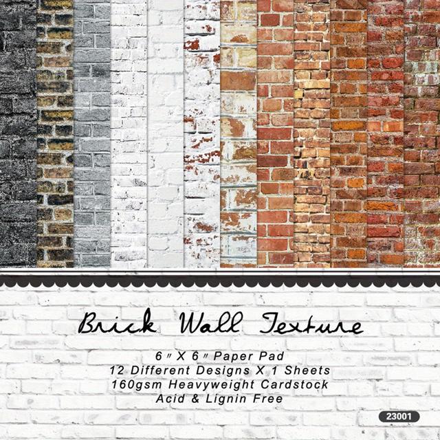 TEMU 12pcs 6x6 Inch Wall Brick Texture Single-sided Scrapbooking Background Paper, Diy Non-adhesive Album Journal Making Material, Scrapbooking Background Paper