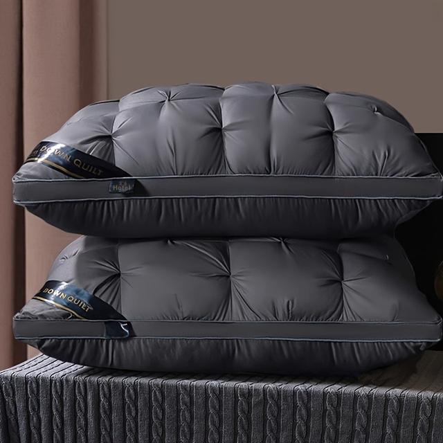 TEMU 2pcs Luxury 5- Quality Pillow, Deep Sleep Neck Support, Non-collapsing Core, Hypoallergenic Polyester Cover With Quilted Design, Machine Washable For Home And Rv Bedrooms Rv Bedding