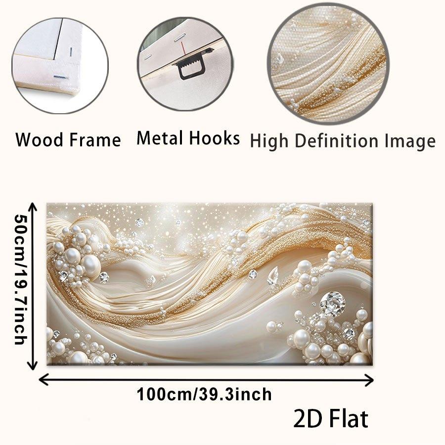 TEMU 2d Flat 1pc 2d Flat Pearl Diamond Canvas Painting | Framed Canvas Poster, Art , Office, Kitchen, Living Room, Bedroom, Ready To Hang, Ideal For Christmas And Halloween Gifts