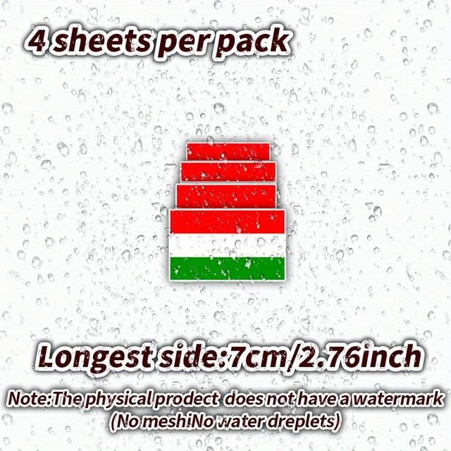 TEMU 4pcs Hungarian Flag Vinyl Decals - Waterproof & Self-adhesive Stickers For Car Bumpers, Laptops, Windows - Durable Patriotic Decals For Plastic Surfaces, Vibrant