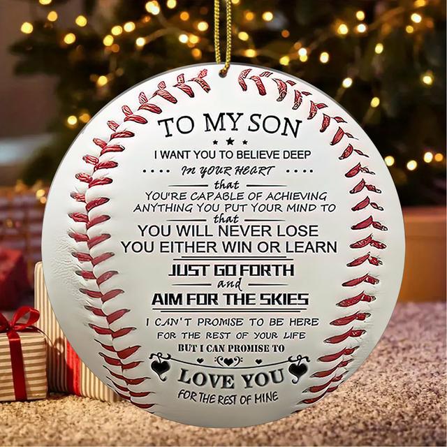 TEMU Moments, Baseball-themed Christmas Ornament For Son - Perfect Gift For Baseball Lovers, Acrylic Hanging Decoration For Tree, 3.2x3.2in