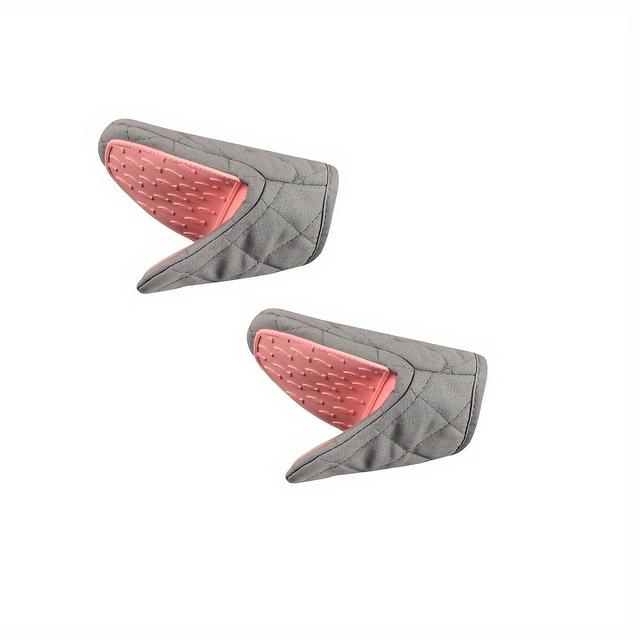 TEMU 2pcs Quilted Silicone Golves, Ergonomic Handle Grip, Non-slip Kitchen Countertop Pad, Beige With Pink Accents