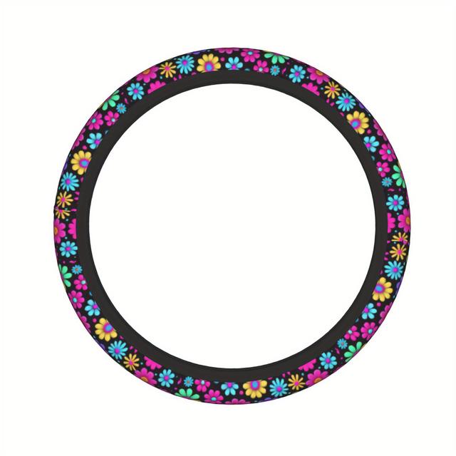 TEMU Fundas para Volante Universal con Diseño Floral Colorido, Antideslizantes y Elásticas de Fácil Instalación, Accesorios Duraderos para el Interior del Auto, Apto para Todas , Sin Anillo Interno