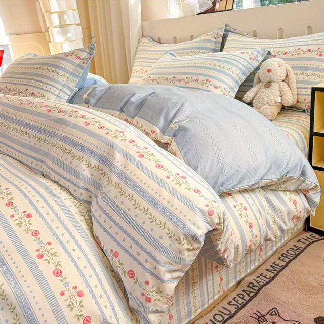 TEMU 3 Stück, 1 Bettbezug + 2 Kissenbezüge, weich und bequem, maschinenwaschbar, geeignet für Schlafzimmer/Gästezimmer