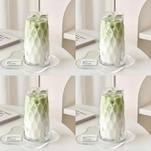 TEMU 4pcs Frosted Glass Cup Set, Drinkware For Home Use, Simple Transparent Cold Iced Americano Latte Coffee Cups, Holiday Gifts - Thanksgiving, Halloween, Christmas