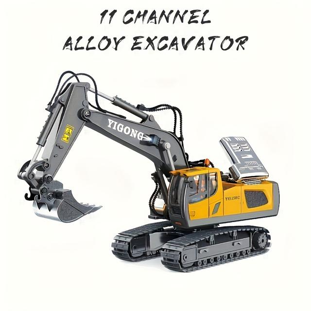TEMU Remote Control Excavator Toy, Construction Toy With A Metal Shovel, Lights, Various Simulated Sound Effects, 2.4ghz 680-degree Rotation, 1:18 Car Toy