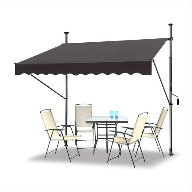 TEMU Clamp Awning, Articulated Arm Awning, Balcony Awning, No Drilling, Uv Protection Clamp Awning With Hand Crank, Height-adjustable Awning For Garden, Patio