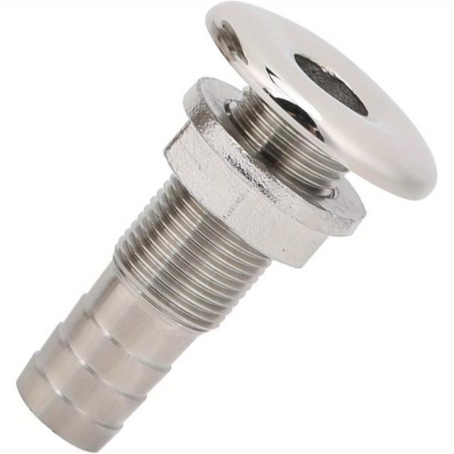 TEMU 1pc Stainless -inch Through-hull Screw Connector With Nut, Marine Grade Boat Channel Ventilation Hose Fitting For Draining And Ventilation, Suitable For Boats, Yachts, Nautical Use