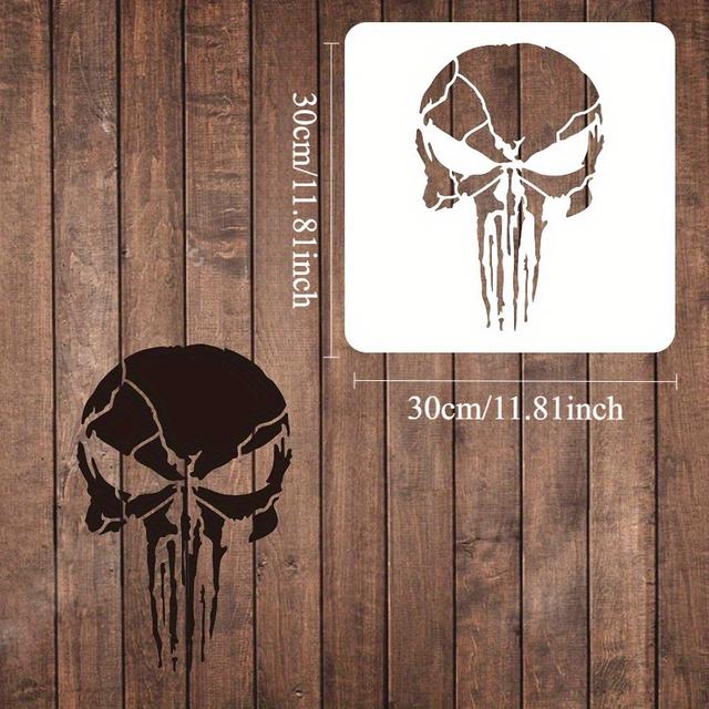 TEMU 1 szt. szablon malarski w kształcie czaszki, kwadratowy, 12"X12" (30X30 cm), wielokrotnego użytku, do projektów takich jak scrapbooking i rysowanie (w kolorze białym)