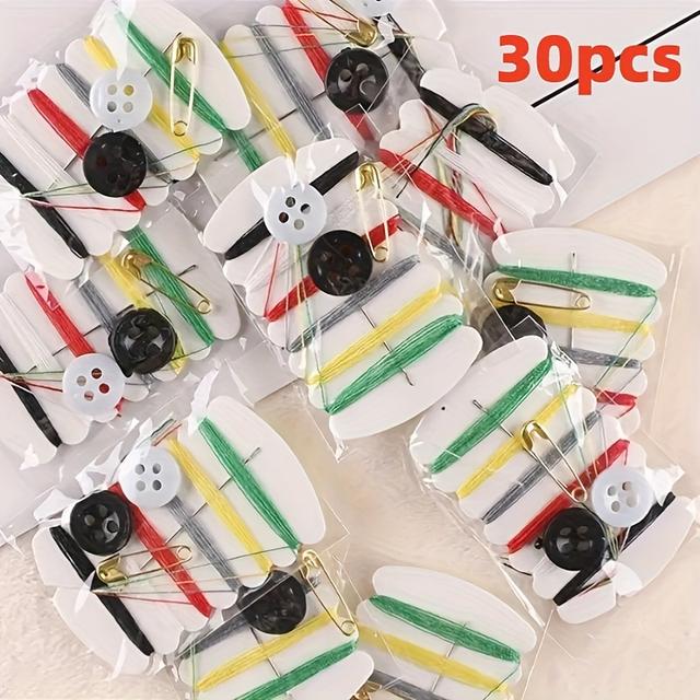 TEMU 30-pack Mini Sewing Kit With Buttons, Safety Pins, And Thread - Portable Travel & Daily Use Handicraft Supplies For All