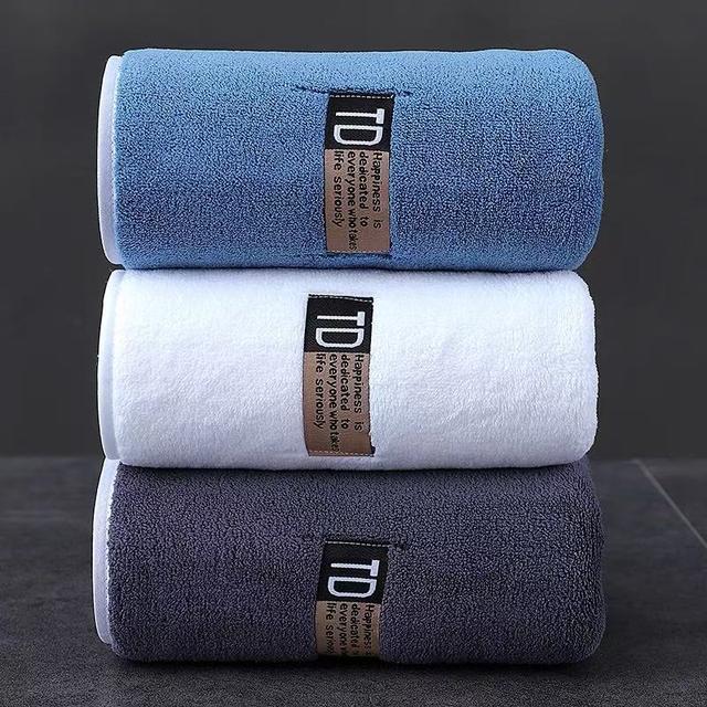 TEMU アップグレード版 3枚セット コーラット 厚手吸水性抜群 ノンリント乾燥タオル 家庭用 大人用洗面タオル 快適速乾 超柔らかマイクロファイバーハンドタオル サイズ73.99x34.01cm ブルー・グレー・ホワイト - ホーム、スポーツ、キャンプに最適