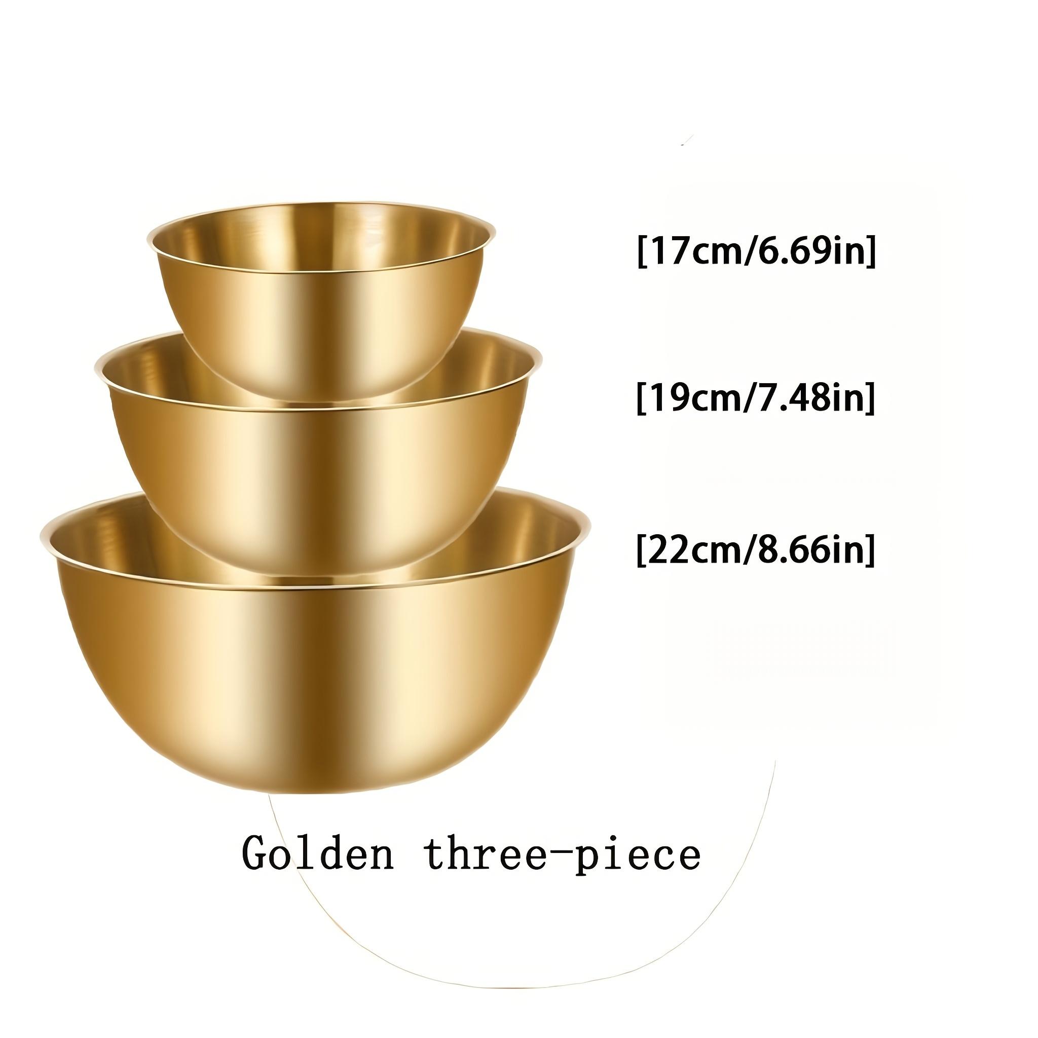 TEMU Three-piece Stainless Steel Mixing Bowl Set, Kneading Bowl, Salad Bowl, Cooking Food, Kitchen Supplies