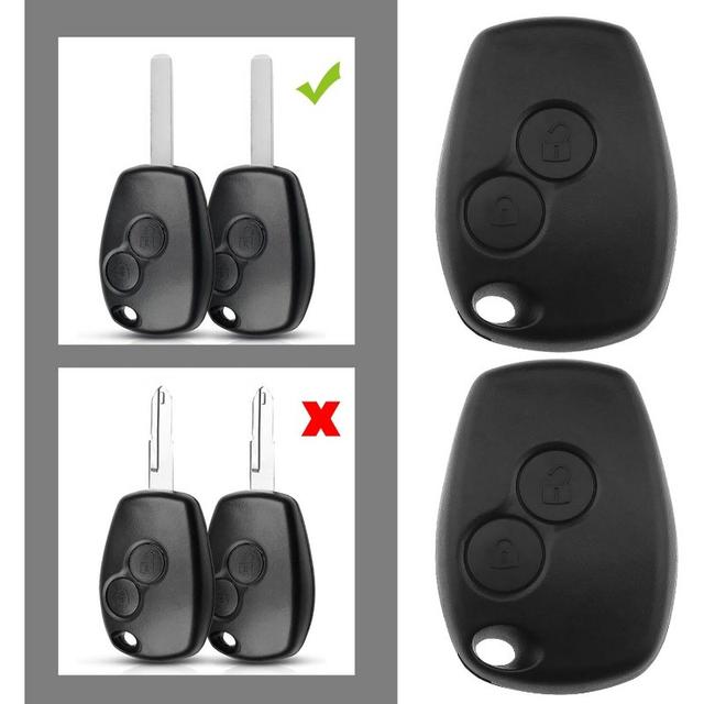 TEMU Fekete ABS autókulcs tok for Renault Trafic Clio Master és Duster , 2 gombos