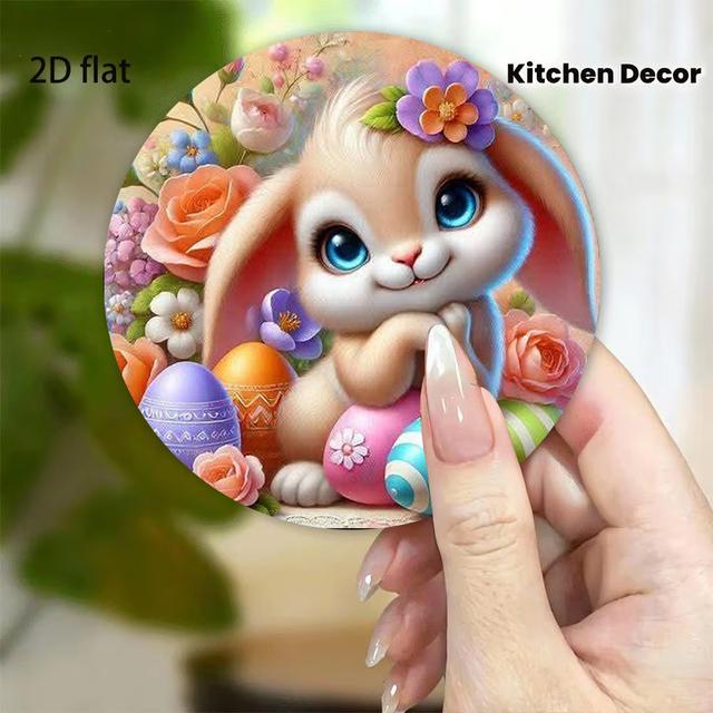 TEMU 1 db Húsvéti Dísznyúl Hűtőmágnes | Aranyos Rajzfilm Mágneses Matrica, Kreatív Dekoráció, Ünnepi Ajándék, Szobadísz, Konyhai Üzenőtábla Matrica, Akril Anyag, Kerek Alakú