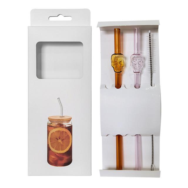 TEMU 2pcs Shaped Glass Straws With 1 Straw Brush, Reusable Colorful Glass Straws Length 200mm/8.5in, Suitable For Outdoor, Dining, Gathering, Party, Holiday Supplies