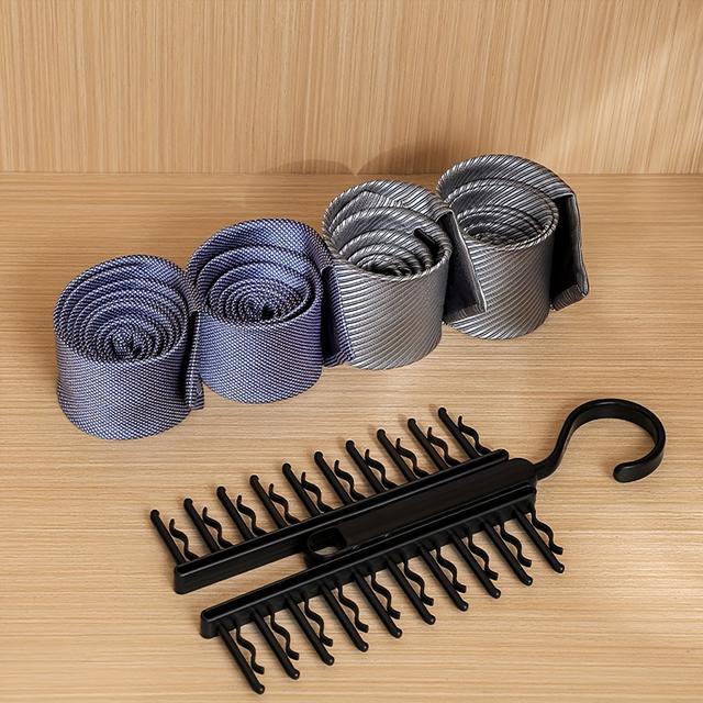 TEMU 1pc Men's Heavy Duty Tie And Accessory Organizer Rack, Rotating Hook - Space Saving Abs Plastic Tie Holder For Ties, Belts, Scarves, Holds 20 Ties (closet Hanger)