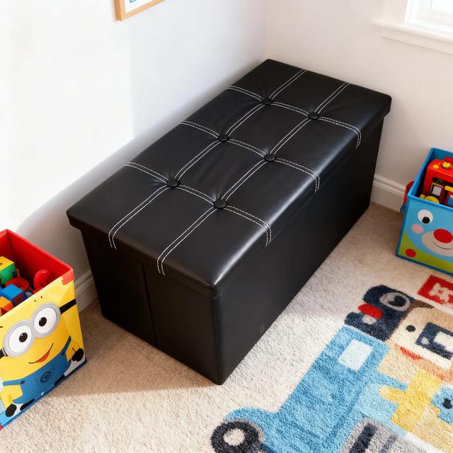 TEMU 【簡単モダン】ブラック | リビングソファのマッチング、寝室のドレッシン、玄関の移り口エリアの靴交換スツール - 合成皮革の張り地