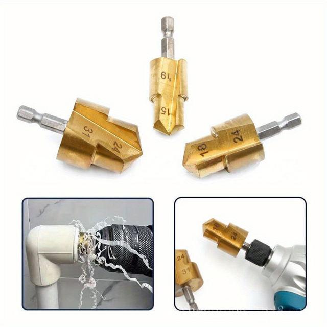 TEMU Набір швидкорізальних свердел з шестигранним хвостовиком для PPR труб – 4/6 мм, 20/25/32 крокові свердла для ефективного монтажу водопровідних труб