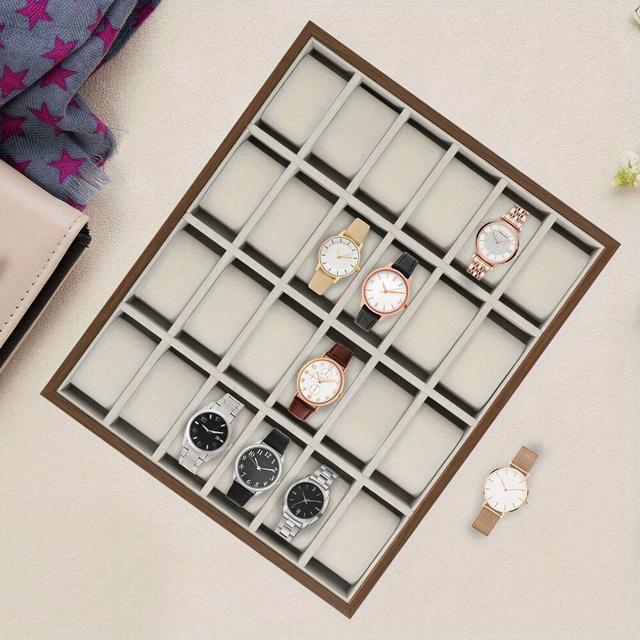 TEMU Boîte de Présentation pour Montres en Bois à 24 Emplacements, Organisateur de Bijoux, Plateau de Stockage, Nouveau pour Vente au Détail
