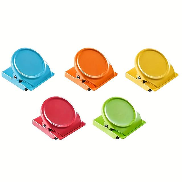 TEMU 5pcs Magnetic Office& Refrigerator Clips- Colorful Multi-use Document Organizer, Suitable For Home And Kitchen, Perfect Christmas Gift Idea