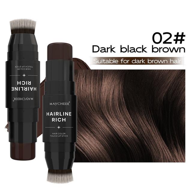 TEMU [1pc Hairline Filling Cream Stick] Under 1 Fl Oz Hairline Rich Stick, Squalane Infused, Waterproof Matte , Enhances Coverage, Tones, For Gray & Thinning Hair Concealer With Brush