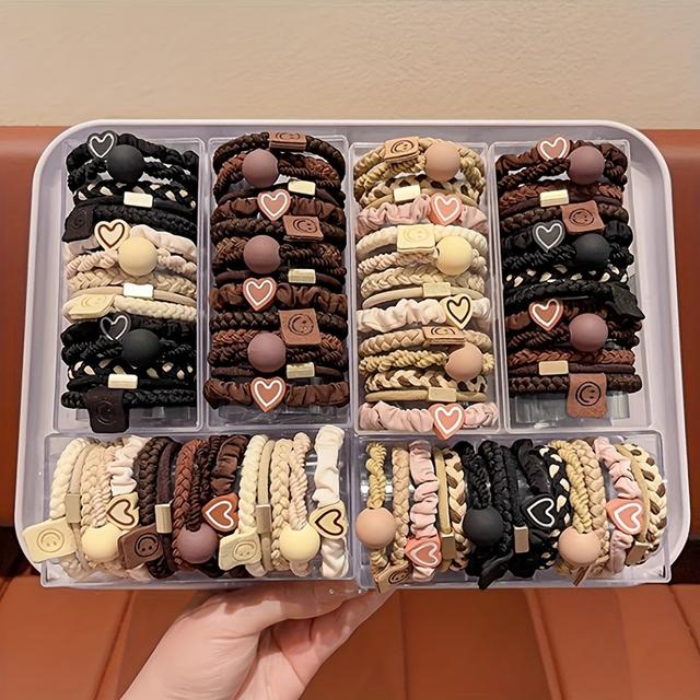 TEMU 10pcs Bohemian Style Hair Band Set-cute Bracelet Style, Gentle Stretch Band For All Hairstyles, Ponytail And Sports