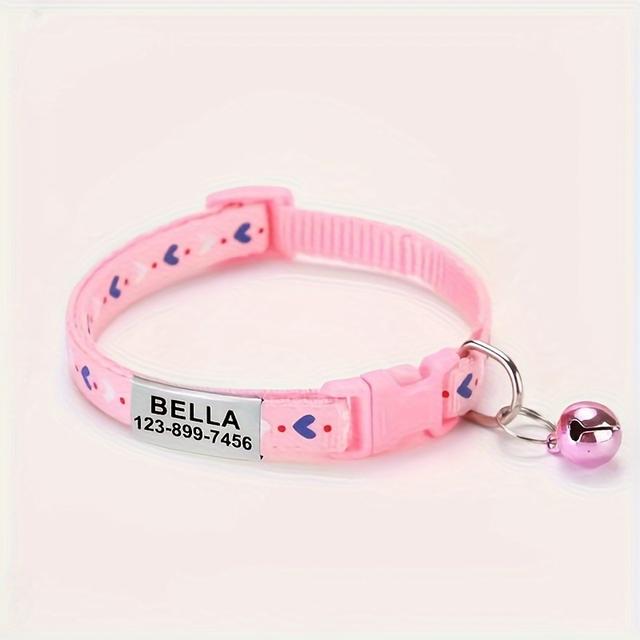 TEMU Un collar personalizado para gatos para tus adorables gatitos y , con una placa de identificación personalizable grabada con el de tu mascota, lo que lo convierte en para que se pierdan.