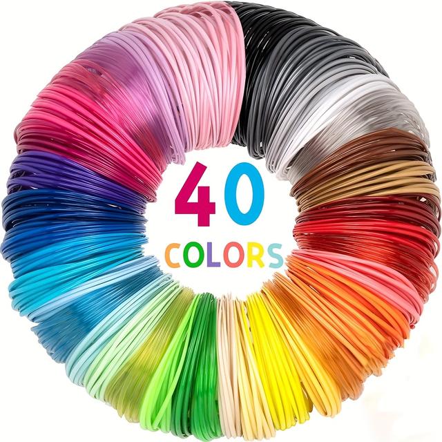TEMU Pla Filament For 3d Printing, 5 Meters Long, In 40 Colors, With A Diameter Of 1.75 Mm, Totaling 7874.02 Inches. Compatible With 3d Printing Pens. Specific Color Requests Are Not Allowed