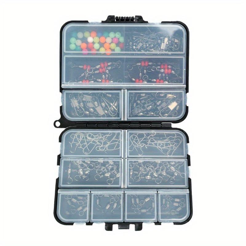 TEMU 140pcs Fishing Kit - Portable Multifunctional Tackle Box With Swivels, Snaps, Lures And Accessories For Sea & Rock Angling