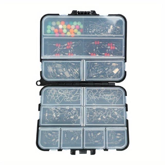 TEMU Kit de Pesca 140 piezas - Caja Multifuncional Portátil con Giratorios, Mosquetones, Señuelos y Accesorios para la Pesca en e