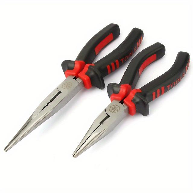 TEMU Vanadium 6/ 8 Inch Long Nose Plier 1pc Needle Nose Pliers Press Tool Multi Hand Tool With Double Colour Handle