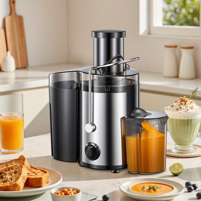 TEMU Yabano 500w Juicer With 3" Wide Mouth Feed Chute - Easy-clean Stainless Steel Centrifugal Juicer For Fruits & Vegetables, Durable , Dishwasher Safe & Bpa-free