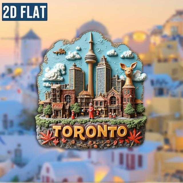 TEMU Acrylic Fridge Magnet Featuring A 2d Design Of A Badge, Showcasing The And Diorama - Ideal For Fans Of Canada, Maple Syrup Festivals, And Seasonal Gift Decor