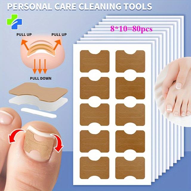 TEMU 80/160 ks nepohlcujících a bez lepidla nálepek na nehty, netkané náplasti na prsty pro péči o nohy, ruce a nehty