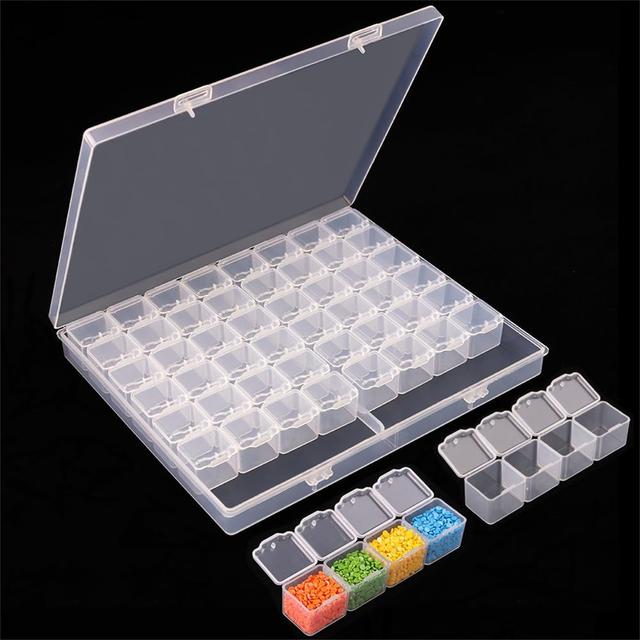 TEMU 6-pack Transparent Plastic Storage Organizer Box, 56 Grids Each, Compact Multipurpose Case For Beads, Jewelry, And Crafts, Sewing Storage