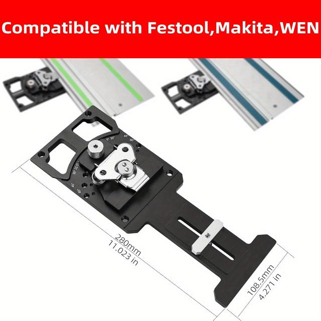 TEMU Adjustable Angle Track Saw Square With -60° To 60° Quick Positive Angle Stop, Guide Rail Square, Protractor, 90 Degree Right Angle Rail Compatible With Festool And Makita