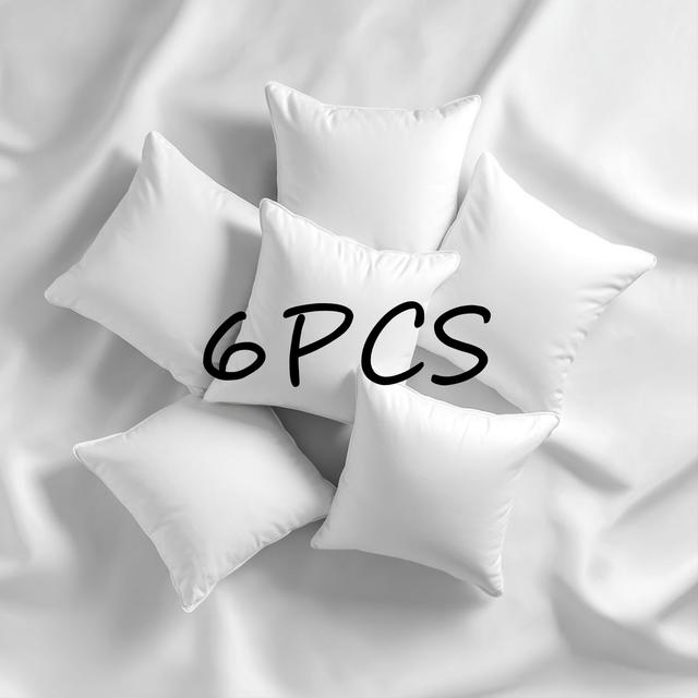 TEMU 6pcs Hotel Quality Pillow Inserts - Breathable Non- Fiber, , Ideal For Bedroom & Sofa, Christmas Gift, Winter , , Machine Washable, Art , Smooth Texture