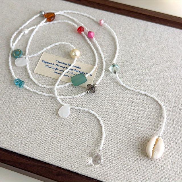 TEMU 2025년 신상 여름 휴가 스타일 비즈 쉘 목걸이 허리 체인, 레진, 컬러풀 도파민, 패션, 라인, 여성 패션, 전원 공급 없음, 일상 및 파티용