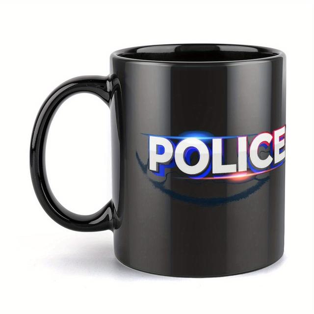 TEMU 1pc 11oz Police-themed Coffee Mug - Durable, Portable, And Stylish - Ideal For Lovers - Camping, Picnics, Travel - Great Gift Idea, Coffee Travel Mug