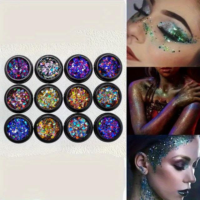 TEMU 12 Cans Of Color-changing Block Mixed Chameleon Glitter, Nail Art Glitter, Resin Glitter, Suitable For Manicure/glass/ Handmade Hand Jewelry Decoration, Halloween, Christmas