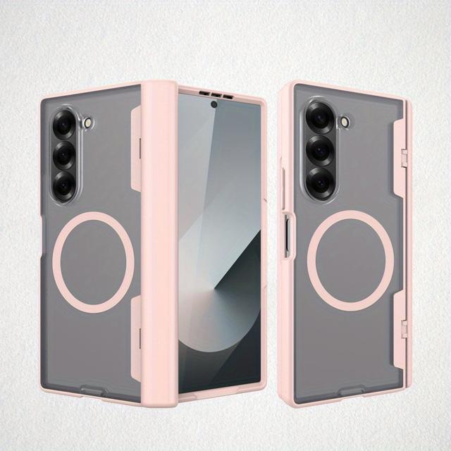 TEMU 삼성 Z Fold 6과 호환되는 매트 폰 케이스는 투명한 뒷판을 특징으로 하며, 스크린과 힌지에 대한 전체적인 보호와 지원을 제공하며, 마그세프 무선 충전을 위한 양면 보호와 지원을 제공합니다.