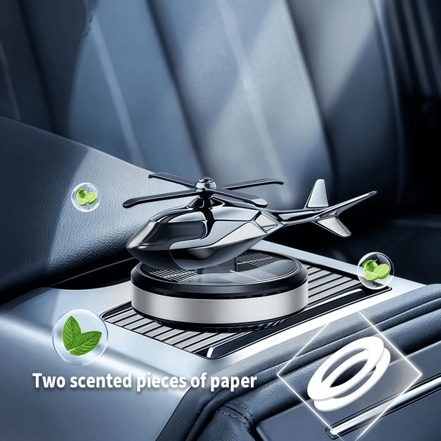 TEMU Difusor de Helicóptero Giratorio de Plata con Energía Solar para Coche y Avión - Ambientador Interior para Coche con Duradera, Decoración para Tablero y Adiciones Interiores, Sin Batería
