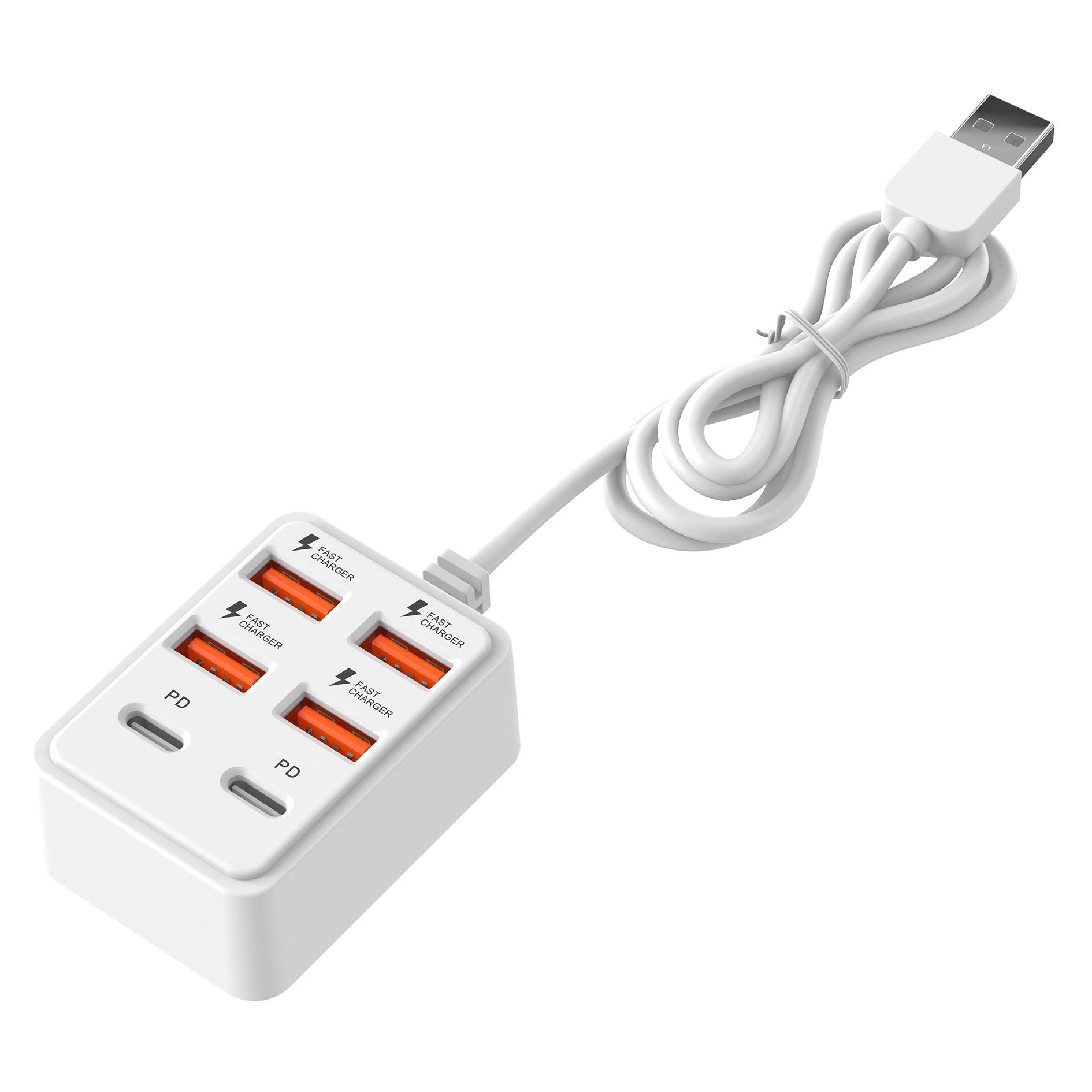 TEMU 4/6-port Usb Charging Station (1pc), Multi-device Fast Charging , Compatible With Laptops, Tablets, And Phones, Conversion Partner, Desktop/wall Plug Charger, Dual- Allocation
