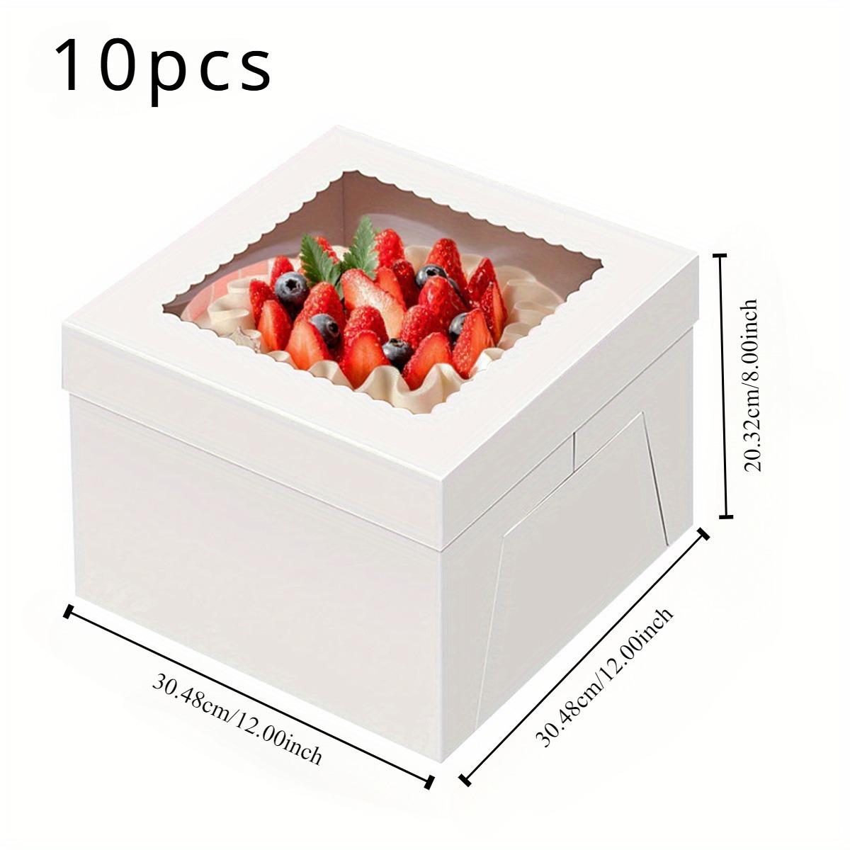 TEMU 10pcs Cake Boxes, Cake Box With Window, Bakery Boxes, Large Baking Boxes, Square Cardboard Cake Box For Cakes, Cake Decorating Supplies For Gift Giving