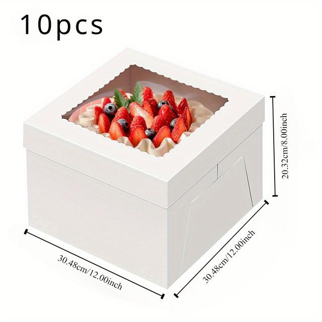 TEMU 10pcs Cake Boxes, Cake Box With Window, Bakery Boxes, Large Baking Boxes, Square Cardboard Cake Box For Cakes, Cake Decorating Supplies For Gift Giving