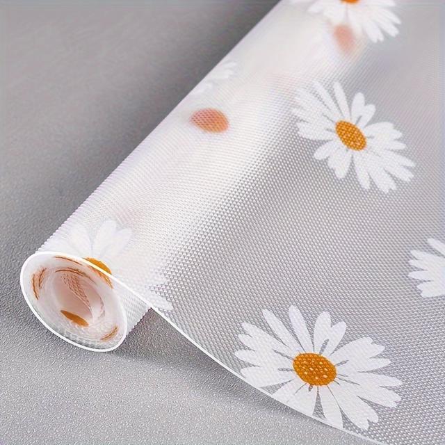 TEMU 1pc Daisy Pattern Non-slip Mat, Anti-slip, Kitchen Cabinet, Drawer, Fridge & Countertop Mat, Easy Material, Countertop Protection | Decorative Mat | Pvc Construction, Daisy Decor