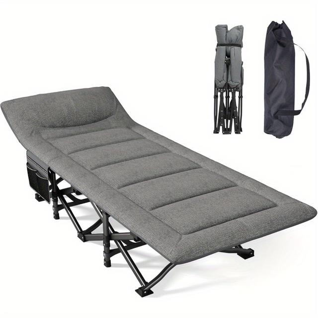 TEMU Campingbädd, hopfällbar campingbädd, hopfällbar gästbädd upp till 200 kg för inomhus, utomhus- och trädgårdsbruk