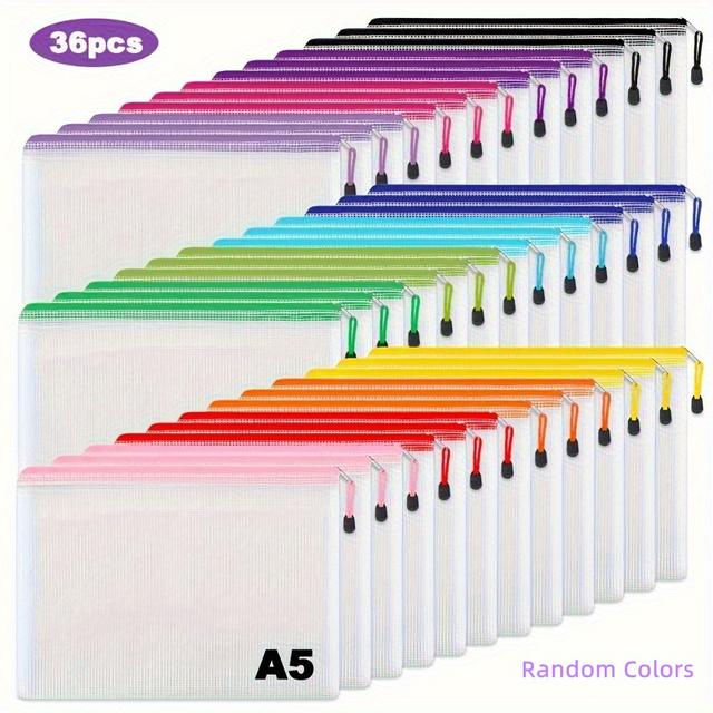 TEMU Set Of 36 A5 Pvc Mesh Zipper Bags - Storage Pouches For Documents Suitable For Home, School, And Travel | Versatile Organizer