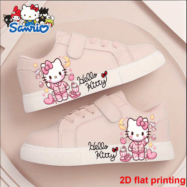 TEMU 1pc 2d Flat Print Hello Kitty Children's Soft Sole Casual Character Sneakers - Pink, Low Top, Casual Footwear | | Comfortable Walking Shoes