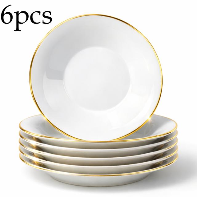TEMU 4/6pcs 8.5 Inch Spinning Soup Plate Luxury Porcelain Deep Dinner Plate Premium Elegant Fine Dinnerware High End White Ceramic Serving Dish For Soup Wedding Banquet Tableware Set